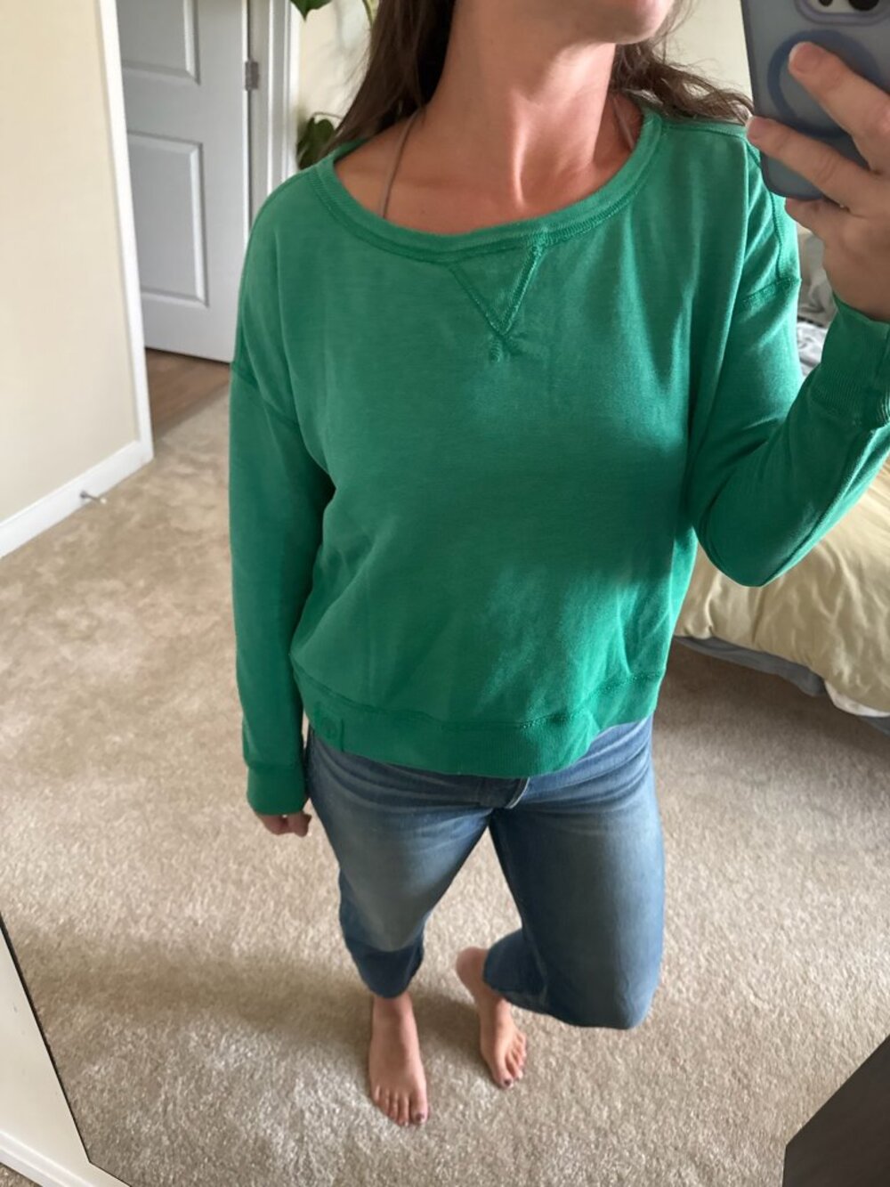 Polo Ralph Lauren Slouchy Kelly Green Crewneck Sweatshirt Size Medium